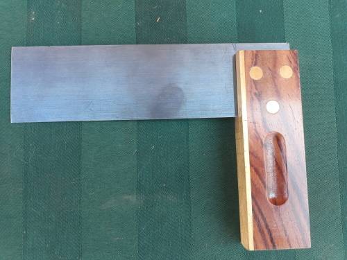Rosewood handled blued steel square