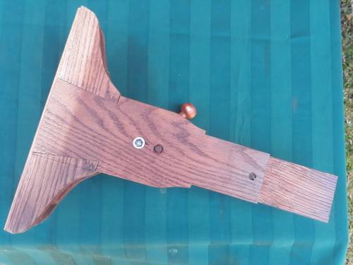 Vintage Oak dovetailed saw sharpening clamp with leather lined jaws