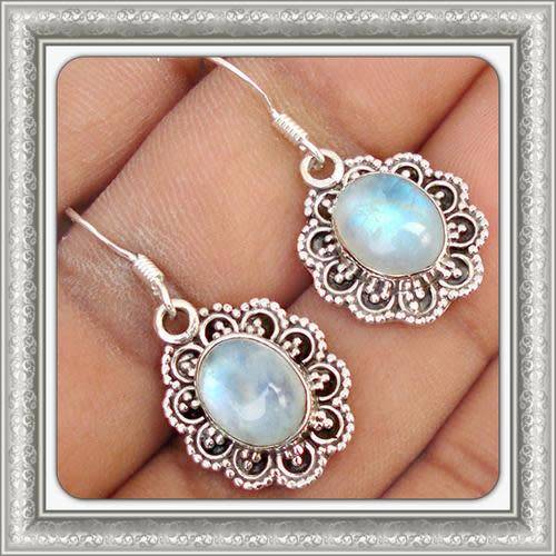 Natural Rainbow Moonstone Earrings