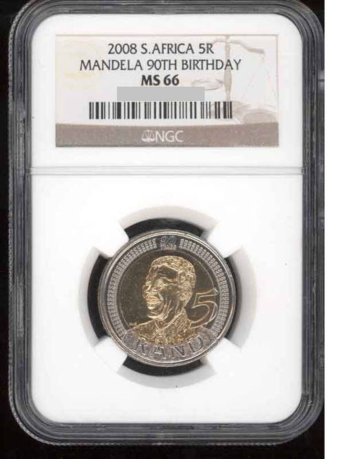 2008 NGC Graded MS66 Mandela 90th Birthday Coins