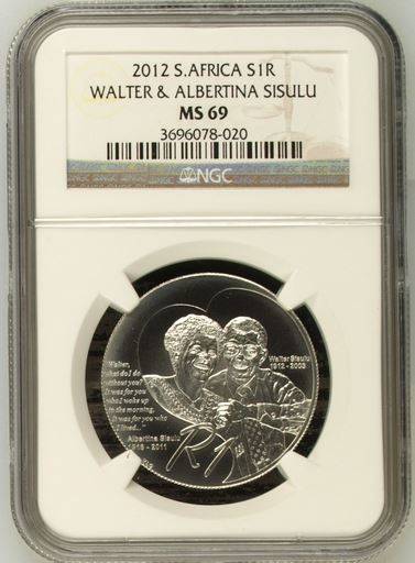 WOW NGC GRADED Almost PERFECT MS69 Walter and Albertina Sisulu ONLY 46 Graded MS69