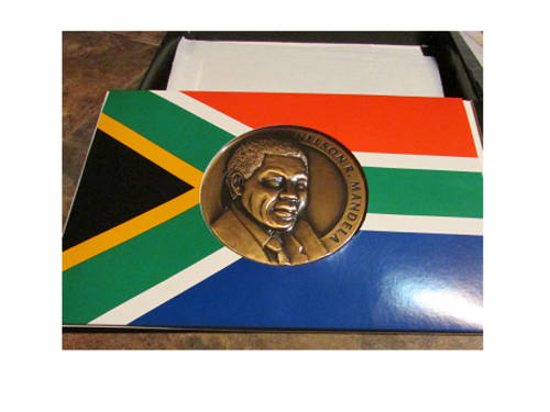 1994, 5 ounce Bronze Mandela Medalian, SEALED scarce not many for sale, ready for grading