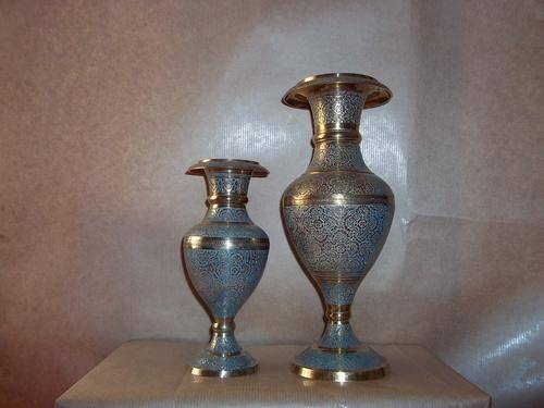 Beautiful vases with flower pattern - 26cm x 10cm and 18.5cm x 7.5cm