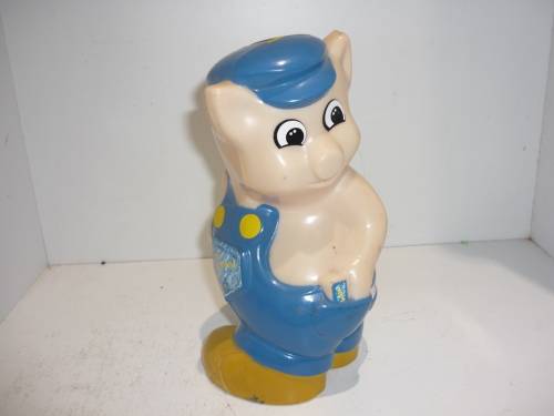 VINTAGE PLASTIC PIGGY BANK =VOLKSKAS BANK- 19 CM TALL-NO KEY