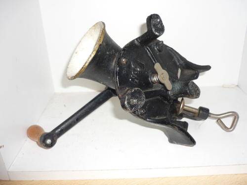 VINTAGE COFFEE GRINDER-IRON AND WOOD-29CM LONG,22CM WIDE