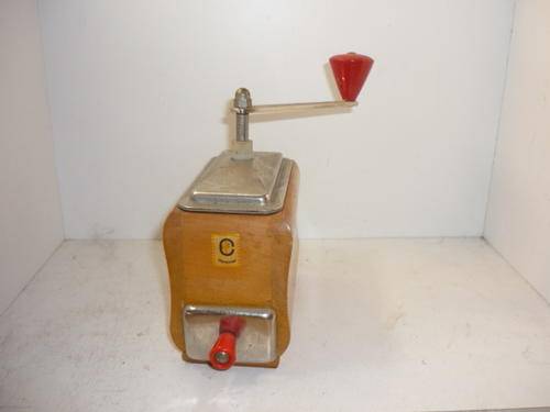 VINTAGE WOOD AND ALUMINIUM COFFEE GRINDER-MADE IN CZECHESLOVAKIA