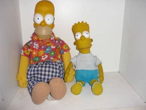 HOMER AND BART DOLLS-HOMER -43CM TAL,BART-27CM TALL-PLASTIC AND PLUSH