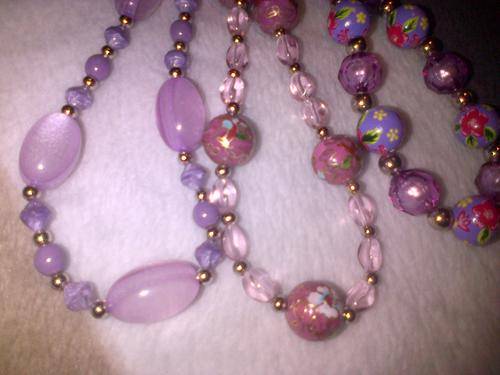3 X PURPLE BEADED NECKLACES