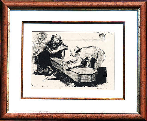 Alexander Podlashuc painting etching-201 image size 28-40 cm, framed
