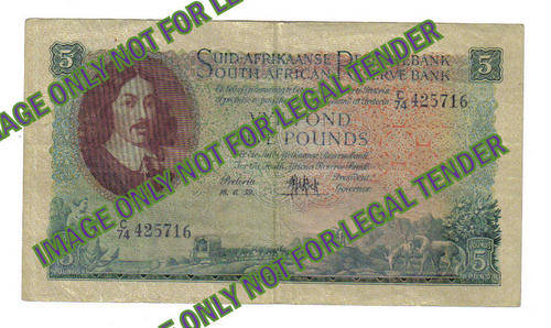 3RD ISSUE MH DE KOCK FIVE POUND NOTE
