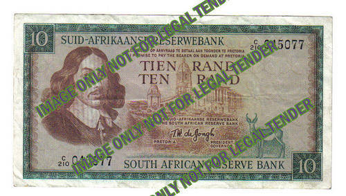 1st ISSUE TW DE JONGH TEN RAND NOTE