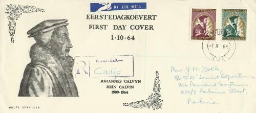 Suid-Wes-Afrika / S.W.A. 1964 - CALVIJN / CALVYN / CALVIN on FDC / Eerste Dag Koevert !!! CLEAN !!!