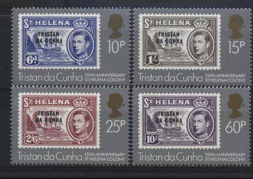 Tristan da Cunha 1984 Stamp on Stamp - 150 JAAR SINT HELENA SG 365-368 U/M !!! Posvars !!!