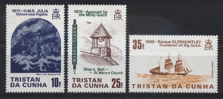 Tristan da Cunha 1985 Ships - SHIPWRECKS / SKEEPSWRAKKE 1st issue SG 386-388 U/M ! Posvars !