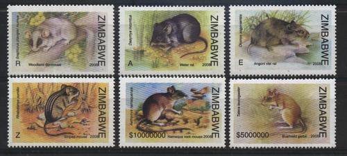 Zimbabwe 2008 Animals - RATS and MICE set complete !!! ROTTE en MUISE stel - U/M !!! Posvars !!!