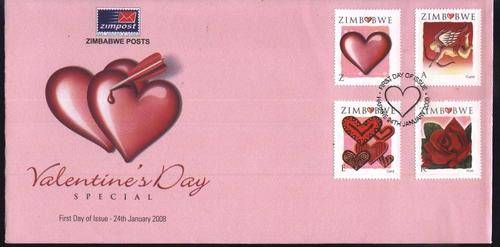 Zimbabwe 2008 VALENTYNS DAG / VALENTINE'S DAY set on First Day Cover !!!