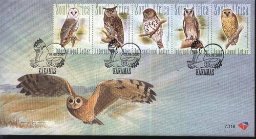 Suid-Afrika 2007 UILE / Owls set on FDC no. 7.118 !!! Eerste Dag Koevert !!! (Birds).