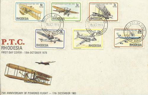 Rhodesie / Rhodesia 1978 - AVIATION - Powered Flight set (6) - Airplanes on FDC !!!