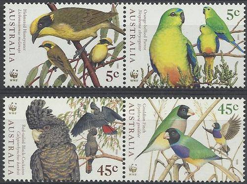Australie (Australia) 1998 - WWF - Voels / Birds set (4) Kompleet ! Posvars ! U/M ! (Fauna).