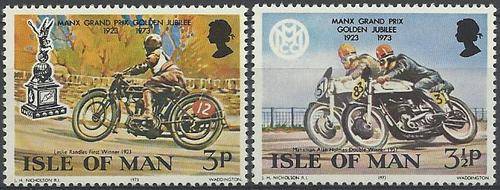 Isle of Man 1973 - MANX GRAND PRIX (Golden Jubilee) set (2) U/M ! Posvars ! (Racing)