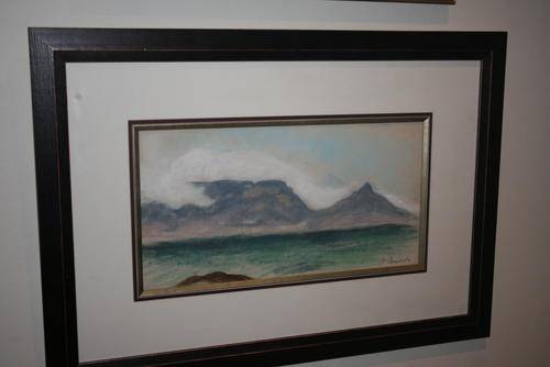 Bargain!!  INVESTMENT - PRANAS DOMSAITIS, PASTEL, "Table Mountain Bay scene with rolling clouds"