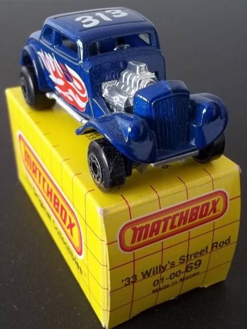 MATCHBOX MB 69 '33 WILLY'S STREET ROD !! RARE BLUE VARIANT !! MACAU 1983 !! MINT + Original Box !!