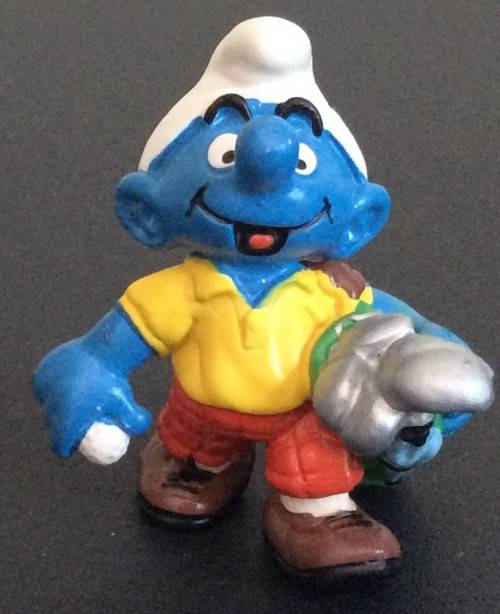 Original NEW GOLFER SMURF !! RARE 90's Smurf! HIGH VALUE !!  Peyo Smurfs !!