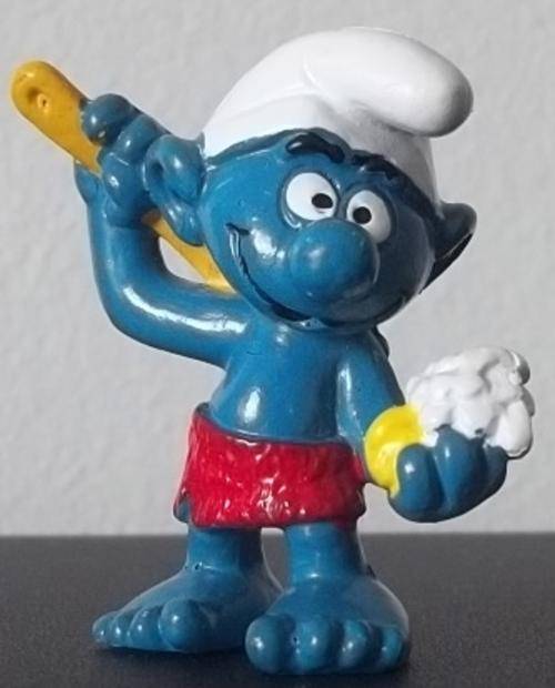 Original Vintage SHOWER SMURF !! Rare Light Brown Brush Variant !! 1979 West Germany !! Smurfs!