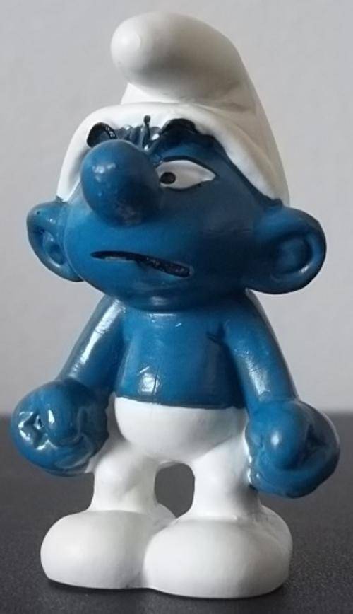 Original Vintage GROUCHY SMURF !! Rare + Sought After Character !! 1983 Hong Kong !! Smurfs!