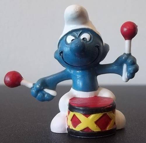 Original Vintage DRUMMER SMURF ! WEST GERMANY Peyo ! Smurfs! RARE!