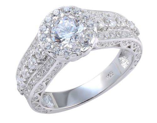SOLID STERLING SILVER Superb 2.68ct Halo Engagement Ring
