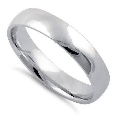 Solid Sterling Silver Traditional Dome Wedding Ring 5mm