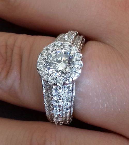 SOLID STERLING SILVER Superb 2.68ct Halo Engagement Ring