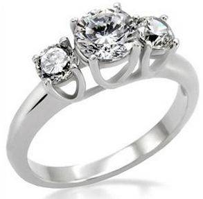R175 fully insured intl shipping**Elegant Trilogy Stainless Steel Brilliant Cubics engagement ring