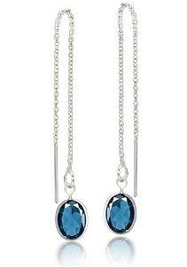 **R290 FULLY INSURED INTERNATIONAL SHIPPING***2.62ctw!!! London Blue Topaz Silver Threader Earrings