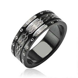 **JUST ARRIVED!**SUPERB STAINLESS, BEAUTIFULLY BLACK&SILVER ACCENTED WEDDING RING