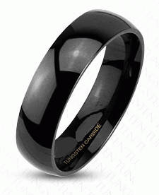 **FREE SHIPPING!**MIRROR BLACK TUNGSTEN CARBIDE TRADITIONAL BAND WEDDING RING