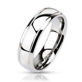 **SAVE R155.00!** TWIN GROOVE SATIN MIRROR FINISH SOLID STAINLESS WEDDING RING 12