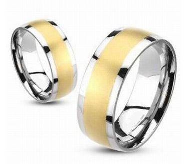 316L Stainless Steel Brushed Gold IP Dome Band Ring