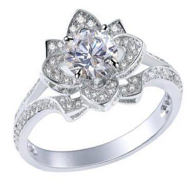 **No Reserve!**NEW DESIGN!!**Stunning! SOLID STERLING SILVER Designer Flower Petals Engagement Ring