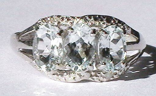 SOLID GOLD!!! TRILOGY NATURAL MINED AQUAMARINES SET IN 10k SOLID GOLD