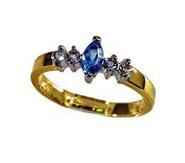 STUNNING SAPPHIRE RING!!! - CZ DIAMONDS&SAPPHIRE SET IN 18K YELLOW GOLD GP size 5
