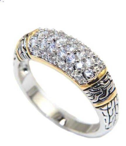 1.28CTW HEIRLOOM BRILLIANT ENCRUSTED 2 TONE RING size 9