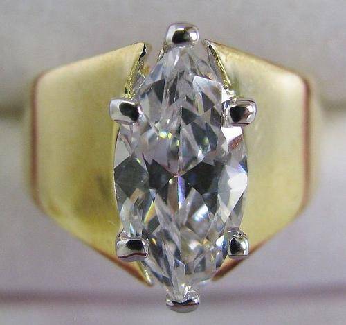 **^THE R1 STAND!!!^**MASSIVE MARQUISE CUT!!! - CZ DIAMOND SET IN 18K YELLOW GOLD GP