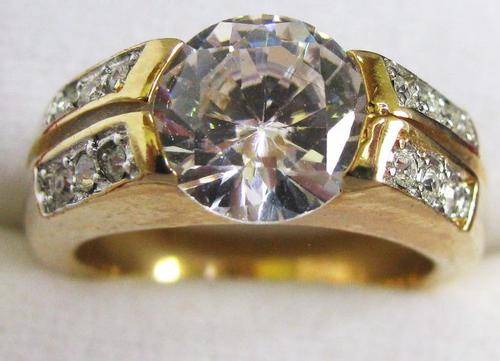 STUNNING CHANNEL DIAMOND RING!!! - CZ DIAMONDS SET IN 18K YELLOW GOLD GP size 4