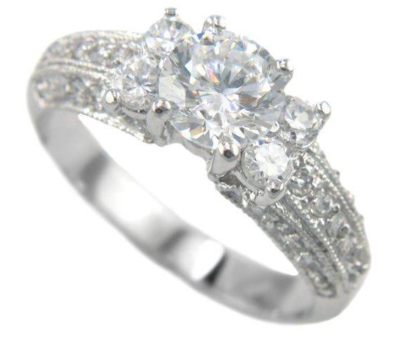 2.17CTW EXCLUSIVE BRILLIANT DIAMOND CUT ENGAGEMENT RING CLAD IN 18K WHITE GOLD SIZE 7