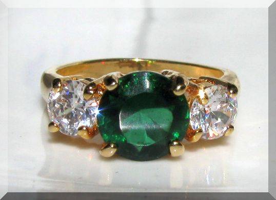 **INTERNATIONAL SHIPPING!**2.80CT GENUINE 18K GOLD PLATED TRILOGY BRIDAL RING size 7