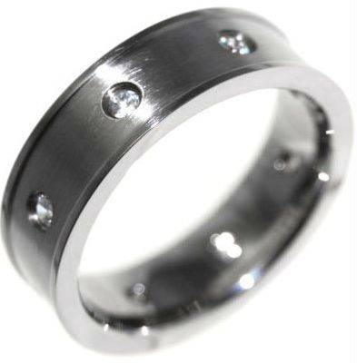 **50% REDUCED SHIPPING!**SATIN FINISH - MENS 0.50CTW ETERNITY STAINLESS WEDDING RING - SIZE 11.5