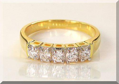 1.10CTW BRILLIANT 5 STONE ANNIVERSARY BRIDAL RING size 4