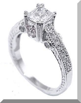 1.68 CTW STUNNING PRINCESS DIAMOND CUT ENGAGEMENT RING CLAD IN 18K WHITE GOLD SIZE 6